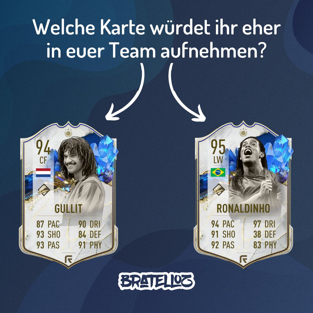 Bratelloz's tweet photo. Wenn ihr euch für nur eine Karte entscheiden könntet - Welche Karte würdet ihr wählen? 

#fifa #fifa23 #EASportsFifa #football https://t.co/mH9FYtdGyS