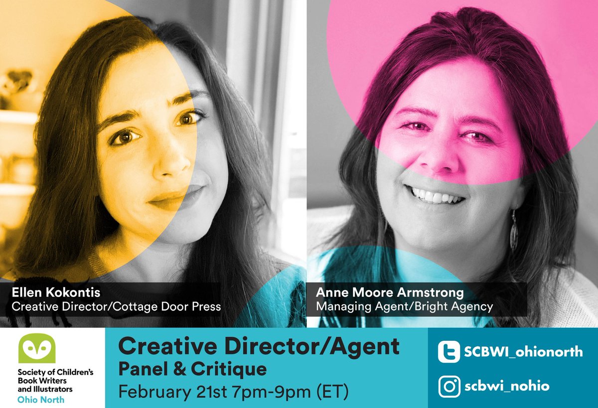 SCBWI_ohionorth's tweet photo. Hey #SCBWIOHION save the date for our Creative Director/Agent panel and critique with @ekokontis w/ @CottageDoorPres & Anne Moore Armstrong w/ @_Bright_Agency
Registration opens Feb. 15th.
More information soon!
#SCBWI #scbwievent #kidlit #kidlitart https://t.co/K1eOXP9E8O