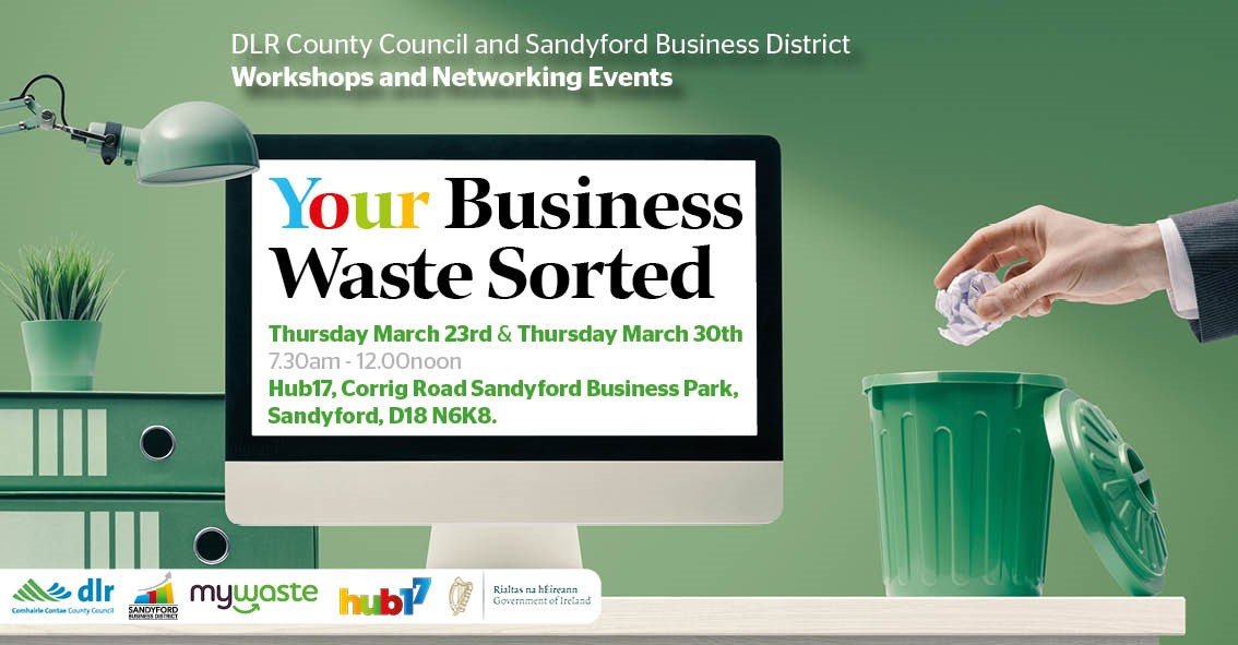 Join @dlrcc & @SandyfordBID on Mar 23 & 30 for 2 workshops: 'Your Business Waste Sorted' Practical advice on how to reduce costs by improving waste generation and segregation at source Register here: tinyurl.com/37afuwk8 #businesswaste #wastemanagement #environment