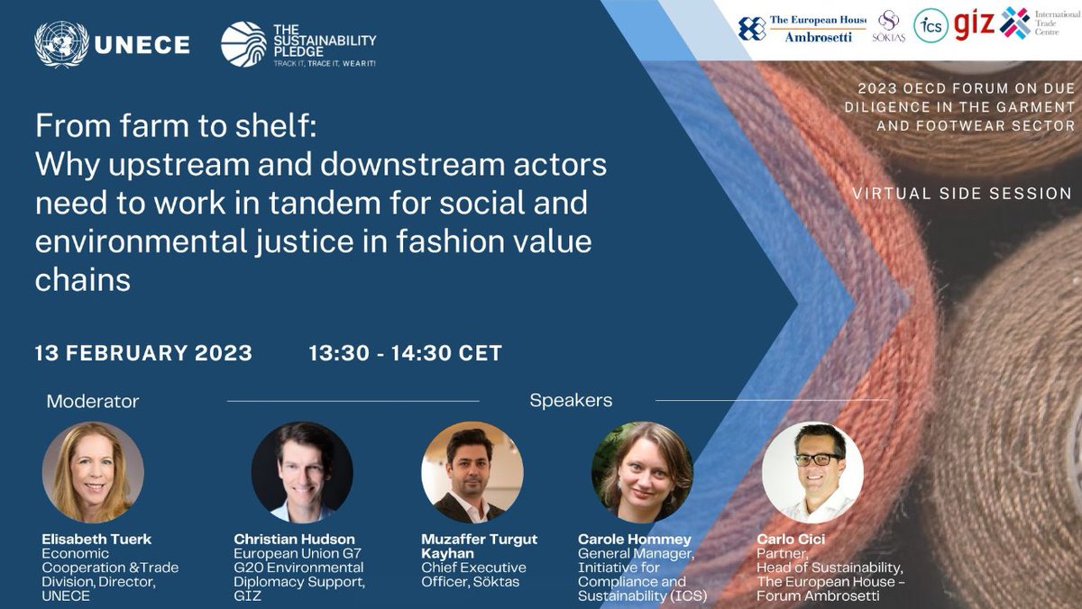 .<a href="/CarloCici/">carlo cici</a> is participating the side event at the #OECDrbc #DueDilligence Forum, by <a href="/UNECE/">UNECE</a> &amp; #TheSustainabilityPledge, to discuss the topic of #sustainability in #fashion value chains
