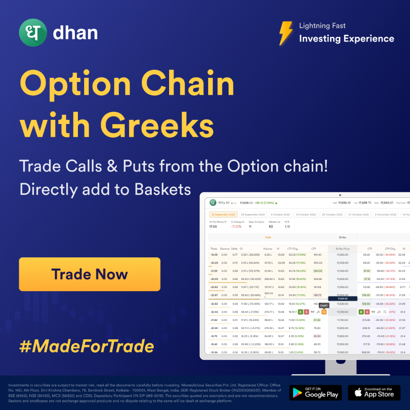 DhanHQ's tweet photo. Dhan is #MadeForTrade with awesome features like MTF, TradingView Charts, Advanced Option Chain, &amp; much more!