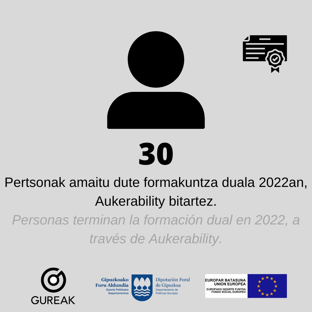 2022an zehar 30 pertsonak amaitu zuten formakuntza duala <a href="/AukerAbility/">AukerAbility 🇪🇺</a> programaren bitartez #gaitasunaklantzen #inklusioa