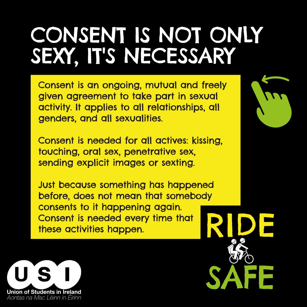 amle_ie's tweet photo. It's #SHAGWeek at USI and to kick-off the week, we're thinking and talking about ✨Consent✨

Consent is not only sexy, it's necessary. So we're giving you all the lowdown to make sure you're in the know &amp; can #RideSafe 🚴

Get all the ℹ️ you'll need on https://t.co/LgTTxiM08o 💋 https://t.co/Bo40HgXn5b