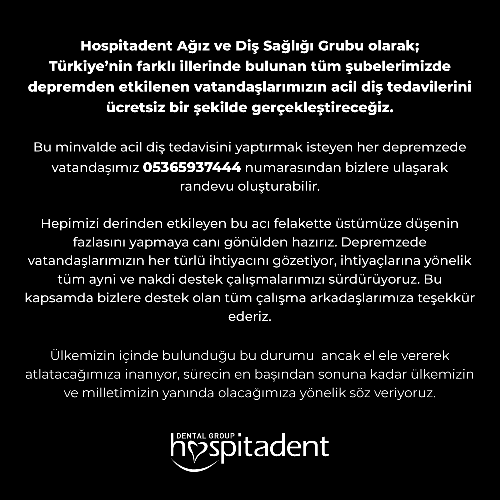 Hospitadent's tweet photo. Hospitadent olarak; Türkiye’nin farklı illerinde bulunan şubelerimizde depremden etkilenen vatandaşlarımızın acil diş tedavilerini ücretsiz bir şekilde gerçekleştireceğiz.
Bize ulaşın: 0536 593 7444
#deprem #depremzede #kahramanmaraş #hatay #diyarbakır #gaziantep #adana #malatya https://t.co/3LqSGrGWOf