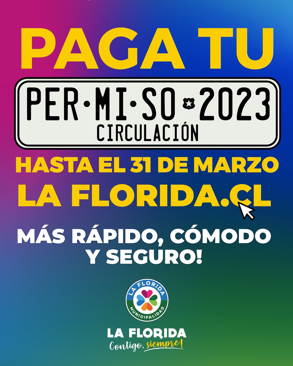 MuniLaFlorida's tweet image. ¡Muy buenos días! 😊 Que sea un #FelizLunes para todos y todas.

Recuerda que puedes pagar tu #PermisoDeCirculación 2023 en nuestro sitio web y así evitar las filas: laflorida.cl/sitio/permisos… 

#ContigoSiempre 🍀