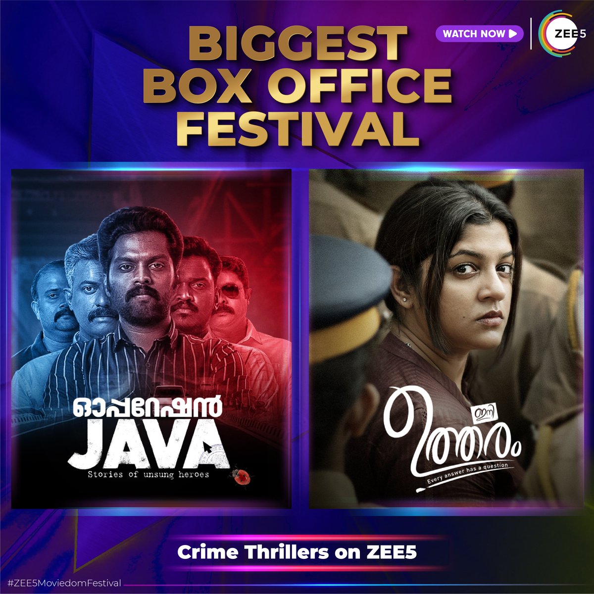 ZEE5Tamil's tweet photo. Best crime thriller movies on #zee5.
.
Watch #iniutharam &amp; #operationjava on zee5 now!
.
#zee5 #zee5keralam #iniutharamonzee5 #operationjavaonzee5 #zee5blockbuster https://t.co/MCYuFnfW2a