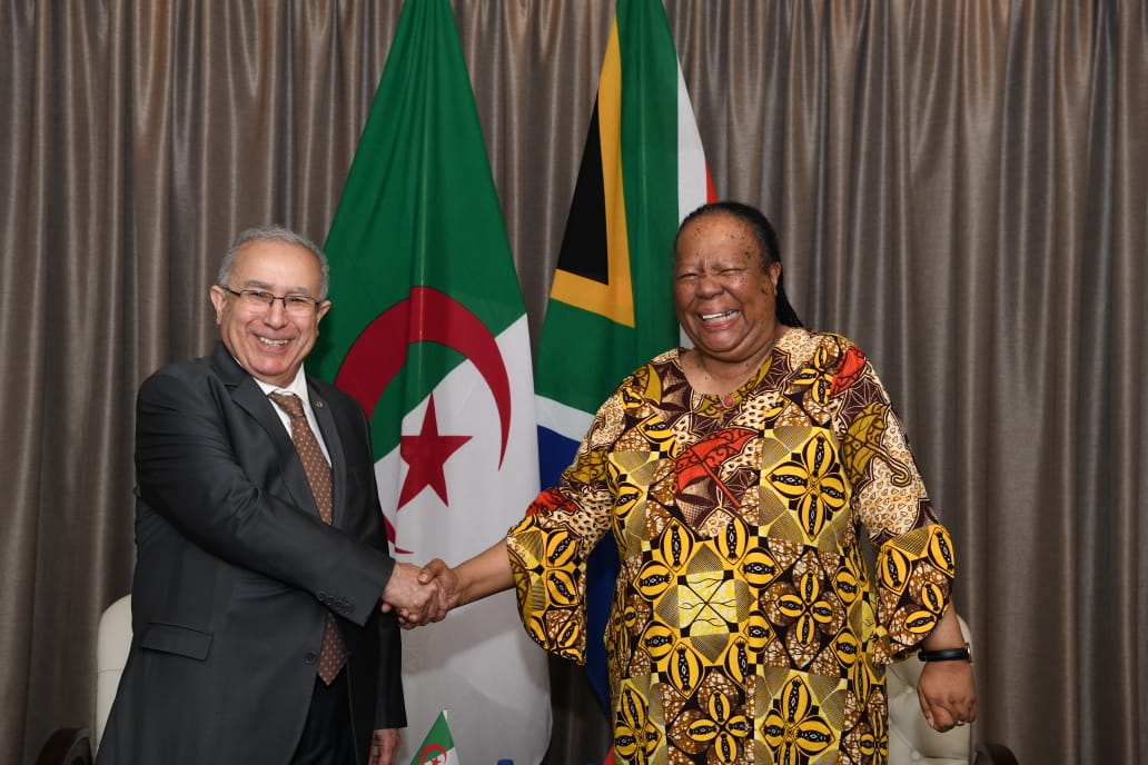 #SAAlgeriaRelations🇿🇦🇩🇿 | Bilateral Meeting between Minister Naledi Pandor and the Minister of Foreign Affairs and National Community Abroad of the People’s Democratic Republic of Algeria, Mr Ramtane Lamamra, at the at OR Tambo Building, in Pretoria, South Africa.