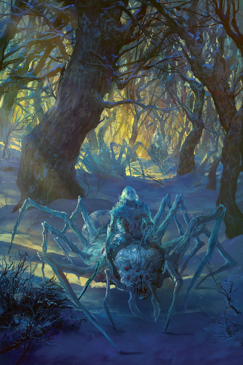 shirlero's tweet photo. Ice spiders (George R. R. Martin's A Game of Thrones) #artwork #marcsimonetti #illustration https://t.co/D4iXBOd88m