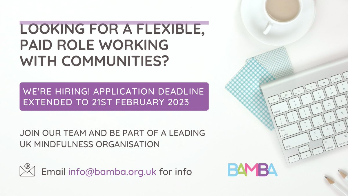 BAMBA (@bambacommunity) on Twitter photo **Are you looking for a flexible, paid role working with communities?**
Weāre hiring! If you have experience with community engagement and growth, events management, email and social media marketing, get in touch today.
Email š§ info@bamba.org.uk
Deadline: 21st February 2023 **Are you looking for a flexible, paid role working with communities?**
Weāre hiring! If you have experience with community engagement and growth, events management, email and social media marketing, get in touch today.
Email š§ info@bamba.org.uk
Deadline: 21st February 2023