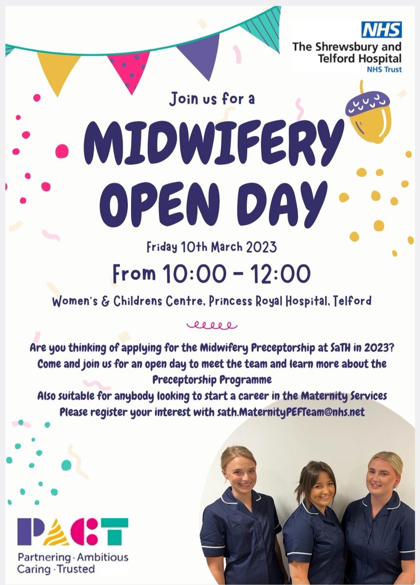 Come and join us to meet our #PreceptorshipTeam at our midwifery open day @sath ☺️ #Midwifery #studentmidwife #midwifecareer #preceptee #preceptor #midwiferyapprenticeships #midwife