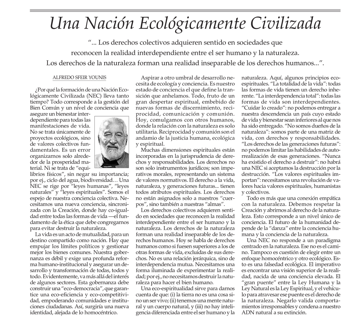 "Una Nación Ecológicamente Civilizada" mi Opinión en El Mercurio de hoy lunes 13 de febrero de 2023.

#alfredosfeir