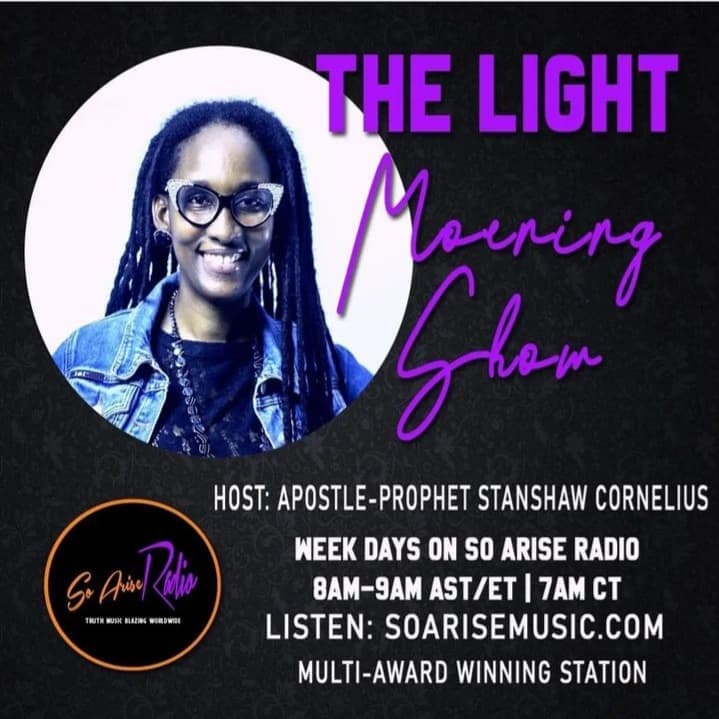 StanshawC's tweet photo. The Light Morning Show #NowLive on So Arise Radio: 8am-9am AST/7am ET🎧 ➡️ 🌐 https://t.co/UgXA7Y01ew | Replays 🔂 5pm AST/4pmET weekly + Wed @ 7pm AST/6pm ET 

☆☆ LIVE SHOW Feb 13th 2023 ☆☆ 

#NP Gospel News with Nina Taylor 

#Next Word Of The Day https://t.co/cFouIjBteM