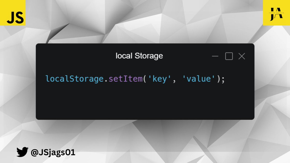 JSjags01's tweet image. 6/10

For example, to store a key-value pair in LocalStorage, you can use the setItem method:

#webdevelopment #Localstorage #Sessionstorage