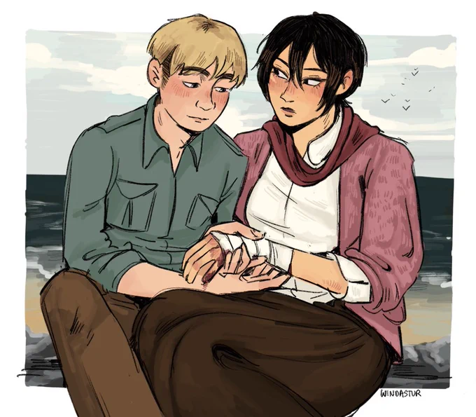 day 2. #aotrarepairweek is #arumika i love the complex pining of their relationship at this specific time between paradis and marley 