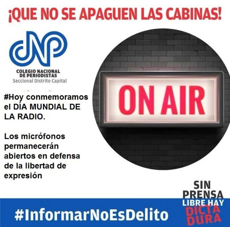 #13Feb Hoy  conmemoramos el día mundial de la radio. En  #Venezuela , cada día menos emisoras , menos noticias y más censura .Insistamos en que los micrófonos permanezcan abiertos en defensa de la #LibertadDeExpresión #QueNoSeApaguenLasCabinas