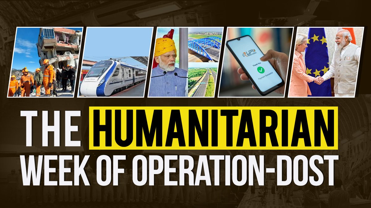 nijunction's tweet photo. The Week of Humanity &amp; Progress 13th Feb’23
 
#OperationDost, #VandeBharat Express ‘Make in India’ Boost in Maharashtra, Delhi-Mumbai Expressway, India’s aid to quake-hit Turkey, India &amp; EU established TTC, Blue Jacket donned by PM Modi.

WATCH #NIJWeekly: https://t.co/jvFN8s25Ua https://t.co/cd9ngIKdna