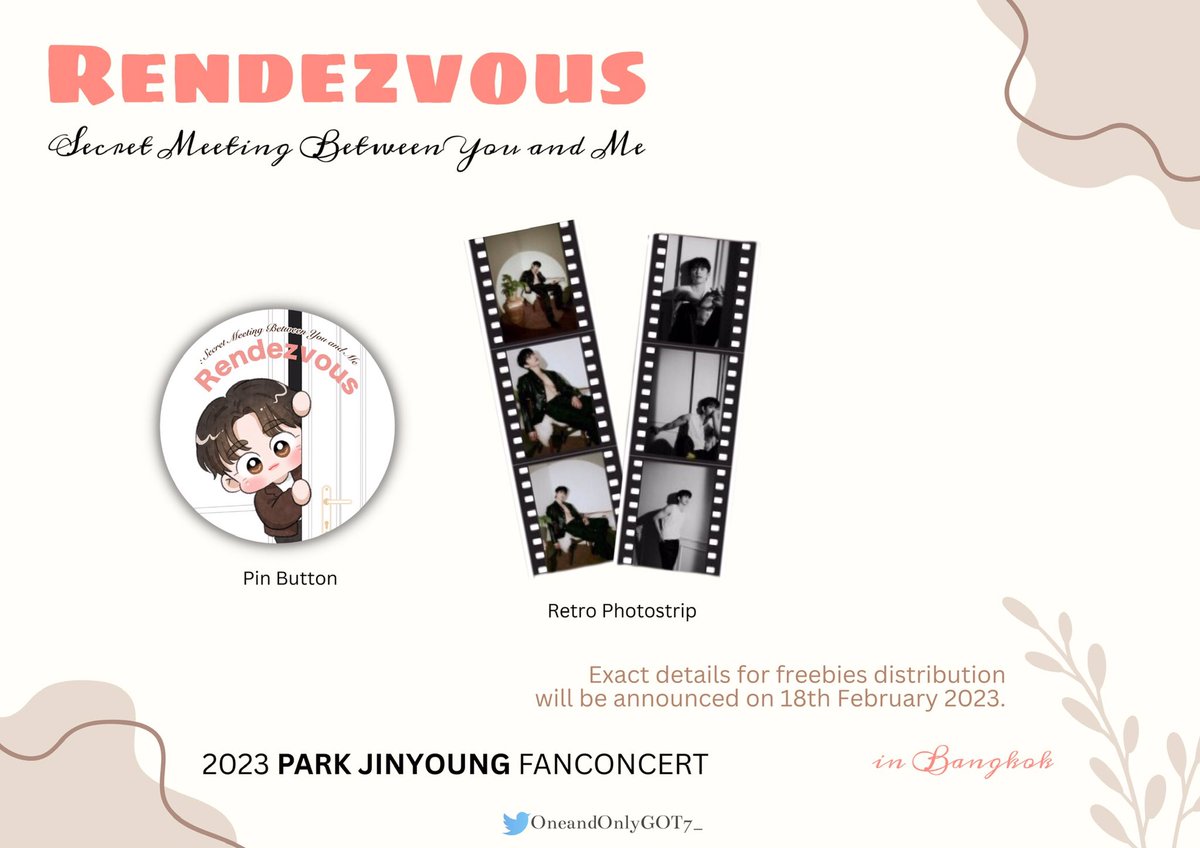 OneandOnlyGOT7_'s tweet photo. Giveaway🫶🏻

     🍑 RENDEZVOUS 🍑
Secret Meeting with Jinyoung

📍 Union Mall
🗓 18 Feb 2023

*limited quantities  🙇‍♀️* 

#JINYOUNG #진영 
#JINYOUNGFanconBKK
#ParkJinYoungInBKK2023 https://t.co/qVq3VcrtEq