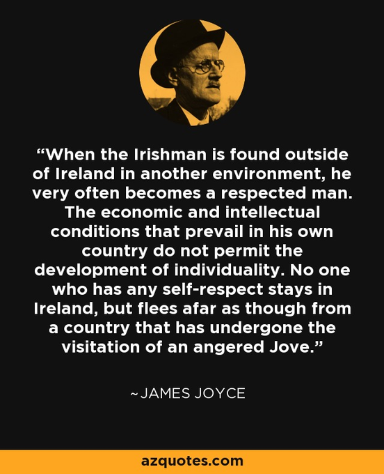 What did James Joyce say about Ireland?
Joyce saw these elements of Irish life as 'nets' designed to trap him, but he was determined not to allow himself to be trapped. As he put it: When the soul of a man is born in this country there are nets flung at it to hold it back from flight. You talk to me of nationality, language, religion.Nov 1, 2016

James Joyce and early 20th century Ireland - Department of Foreign Affairs