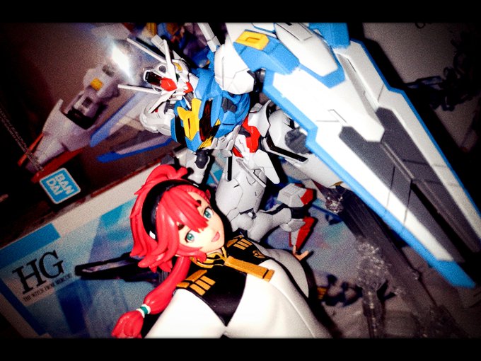 エアリアルできたあ!難しかった……!スレッタちゃんと₍ᐢ⓿ᴥ⓿ᐢ₎ #ガンプラ  #水星の魔女 #エアリアル #ガンプラは自由だ 