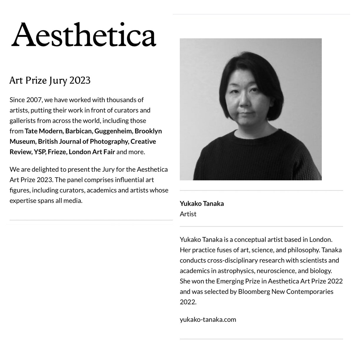 【Aesthetica Art Prize 2023/Jury】
I feel honoured to announce that I'll join part of the jury process at Aesthetica Art Prize 2023 alongside authoritative jurors.
I appreciate <a href="/AestheticaMag/">Aesthetica Magazine</a> team having this great opportunity🎉