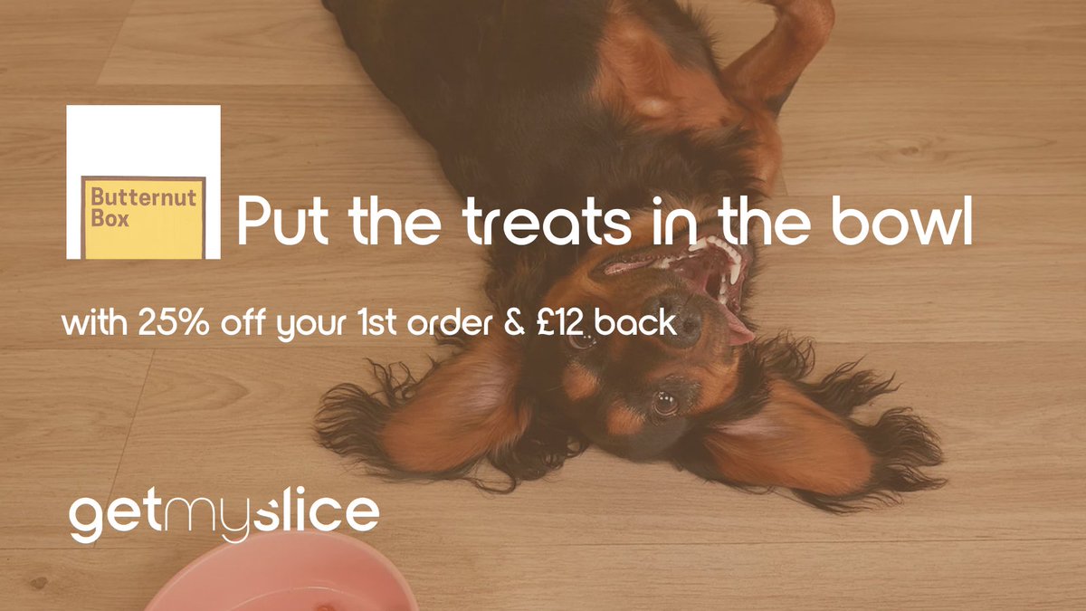 getmysliceapp's tweet photo. Order the freshest #dogfood for your good boy/girl from #ButternutBox & get 25% off your first box including a £12 #treat for you! T&Cs apply.
Download the app #getmyslice today for the latest #offers.
#treats #gooddog #getmyslice https://t.co/1fZQONnKEO