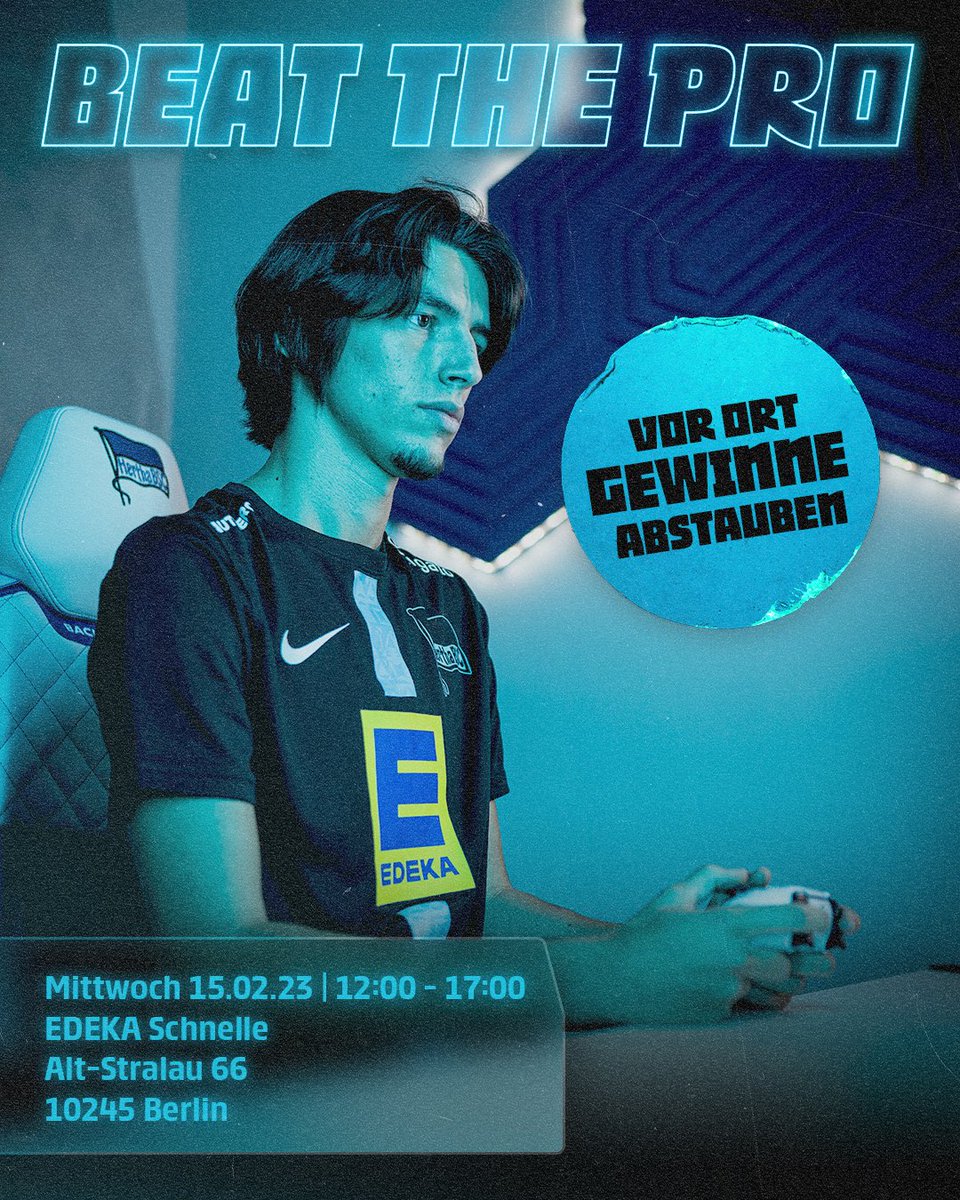 BEAT THE PRO - EDEKA 🎮

🗓 15.02.23 (Mittwoch)
⏰ 12 - 17 Uhr 
🏢 EDEKA Schnelle

Kommt vorbei, wir freuen uns auf euch. 😘

P.s. Es wird auch sehr coole Gewinne geben! 🎁

#BSCeSport #HaHoHe