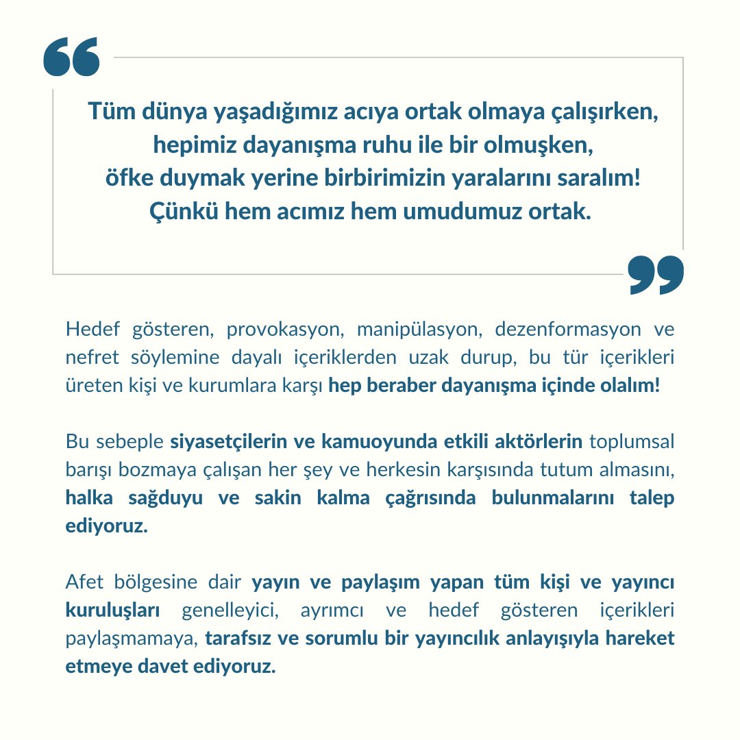 Dayanışmaya ve Bir Arada Olmaya İhtiyacımız Var ! 
#acımızortak #umudumuzortak