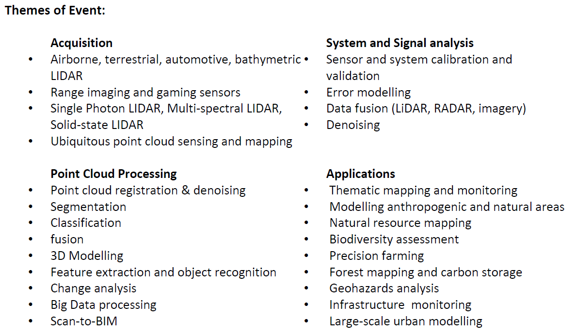 kappadiversa's tweet photo. #CallForPapers: ISPRS Workshop Laser Scanning 2023 (finally back!) as part of the #ISPRS Geospatial Week 2023 #GSW23 from 2-7 Sept in Cairo, Egypt.
See themes and important dates in the pictures, and visit the website for all infos on the event:
https://t.co/mOeq7sNjqc @jan_boehm https://t.co/b4MdvM7SGn