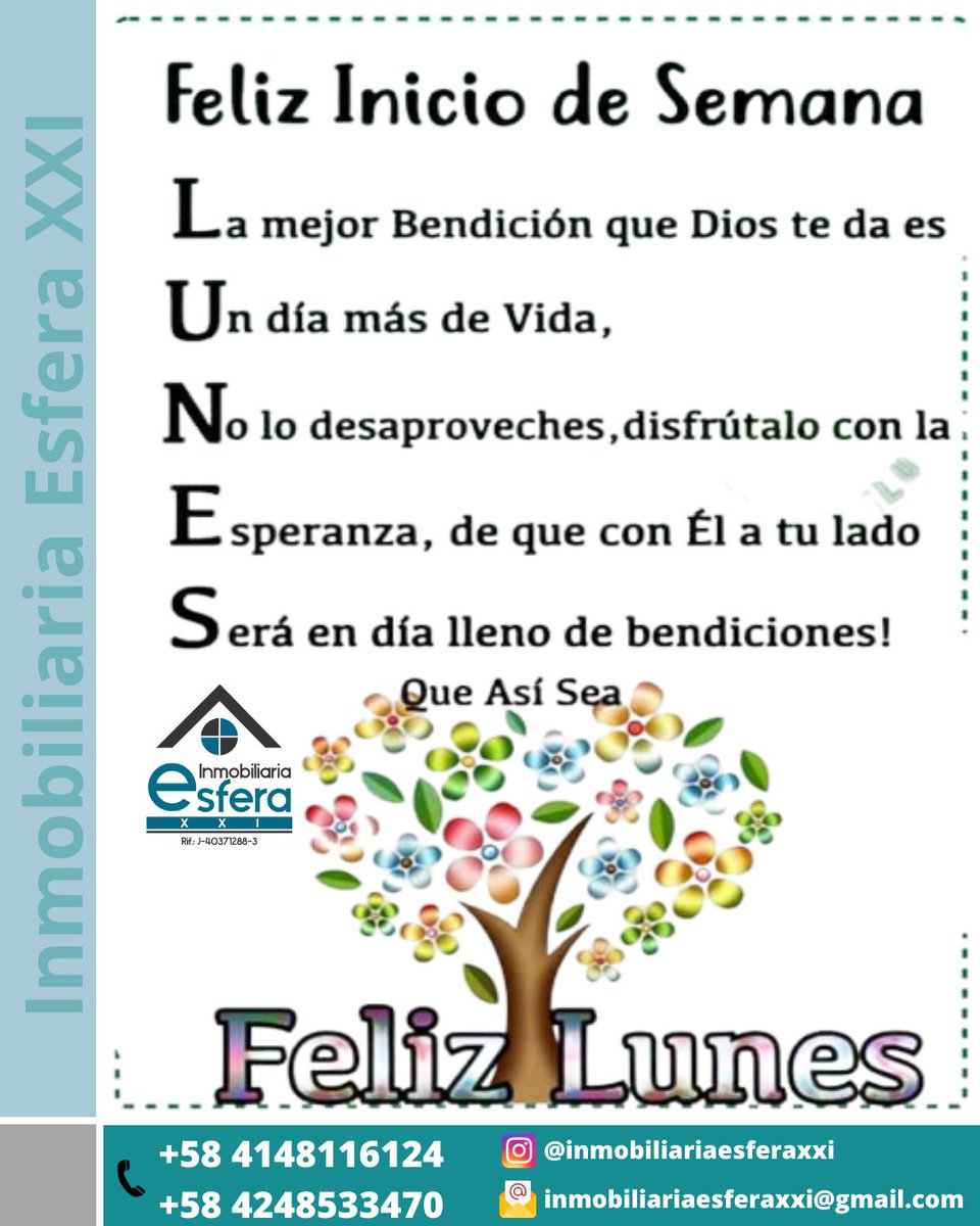 Teléfono: +58 414 8116124
+58 424 8533470
Correo: inmobiliariaesferaxxi@gmail.com
Instagram: @inmobiliariaesferaxxi
Linkedln: Inmobiliaria Esfera XXI
Facebook: Inmobiliaria Esfera XXI
Youtube: Inmobiliaria Esfera XXI
Pinterest: Inmobiliaria Esfera XXI