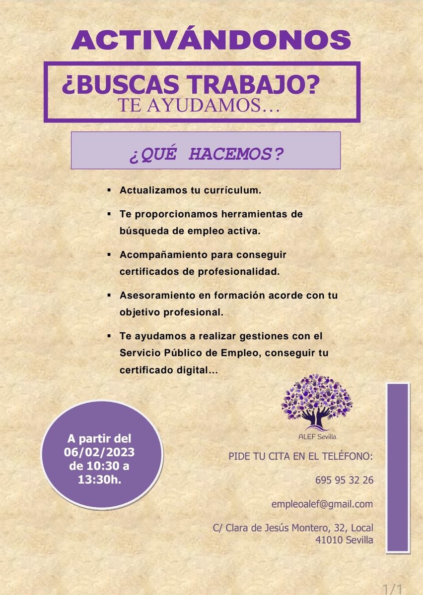 AlefSevilla's tweet photo. ⬆️⬆️⬆️Nos gustaría presentaros el nuevo proyecto para la Inserción Laboral “ACTIVÁNDONOS”🧑‍💻👩‍💻, que vamos a llevar a cabo desde nuestra entidad durante los meses de febrero a abril y que es totalmente gratuito. 
Os Esperamos! 😉 https://t.co/hpTRsaHHcL