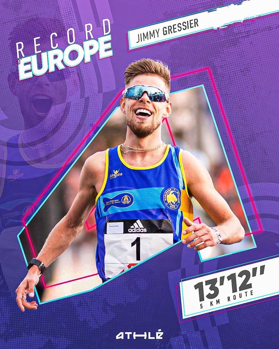 FFAthletisme's tweet photo. 🔥 Record d’Europe !

🇫🇷 Jimmy Gressier s’est imposé en 13’12’’ sur 5 km dimanche à Monaco !

⏱ Il améliore de deux secondes le chrono continental de référence établi par 🇮🇹 Yeman Crippa en 13’14’’ en 2022 ! https://t.co/GIx5YaXwL2
