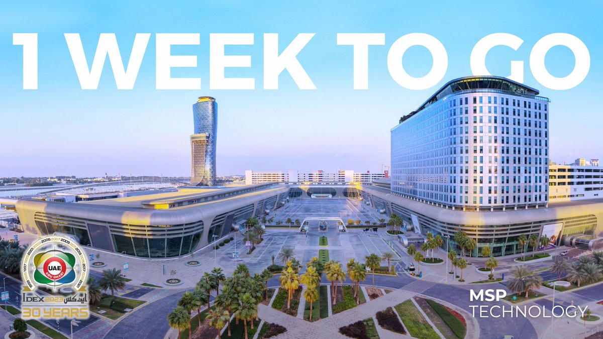The countdown is on! 1 week until <a href="/IDEX_UAE/">IDEX</a> where we'll be showcasing the latest and best systems and solutions. We look forward to seeing you in Abu Dhabi! Get ready to experience innovation at its finest! 

Stand C1-01
<a href="/ADNECGroup/">ADNEC Group</a>

#IDEX2023 #Innovation #DefenceSystems