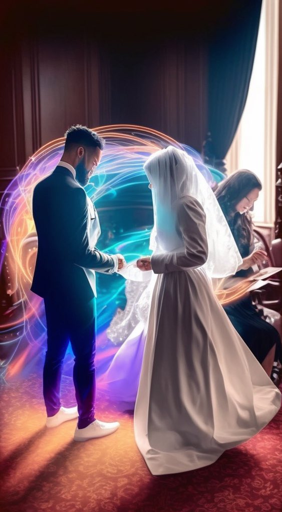 Midjourney_FR's tweet photo. iA x Magical Wedding 🤵🏽✨👰🏽‍♀️

#iA #Ai #AIArt #midjourney #midjourneyAi #midjourneyV4 #midjourneyart #midjourneyartwork #Art #PP #Wallpaper #wedding #magic https://t.co/z9uoBNNJh3