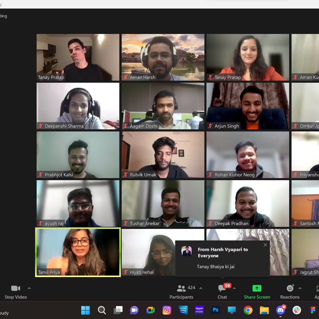 amanharsh0203's tweet photo. Had an amazing orientation session of 
@neogcamp '23 with @tanaypratap @VikramSanthalia  @tanviprya @ch_akanksha and neoG Community.

2nd pic: @tanaypratap bhaiya flaunting his jawline. 🫡

#neogcamp23 #channa_mereya https://t.co/OOJm1Y87bb