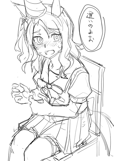 きんぐへいろーの誕生日にラフだけ残してたのを発掘した!なんか怒られてるみたいだった 