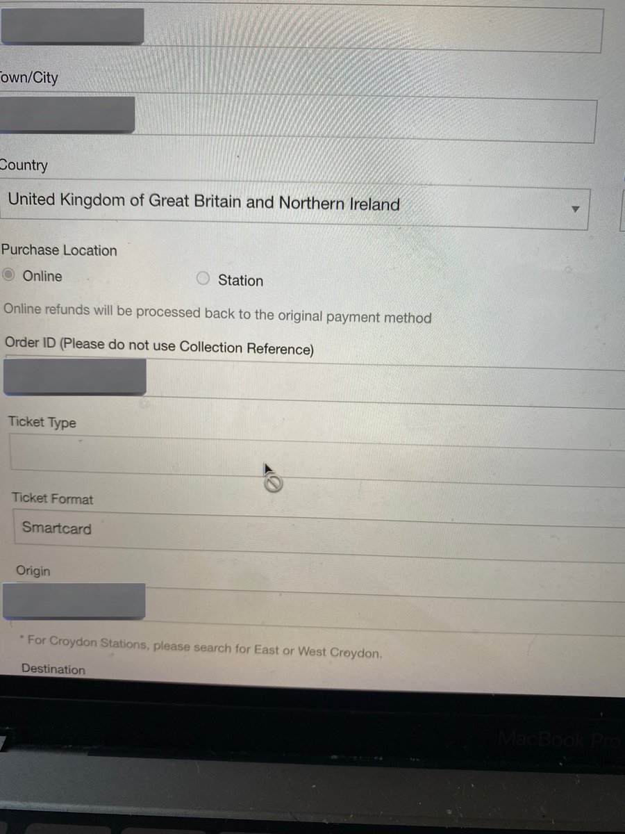 Ellaurelle's tweet photo. @SouthernRailUK your online refund form doesn’t allow you to enter ticket type but won’t let you progress without it…help?
Also deducting £10 for an admin fee on a refund when I couldn’t travel as you were on strike?! @ABCommuters https://t.co/2QQNEetzie