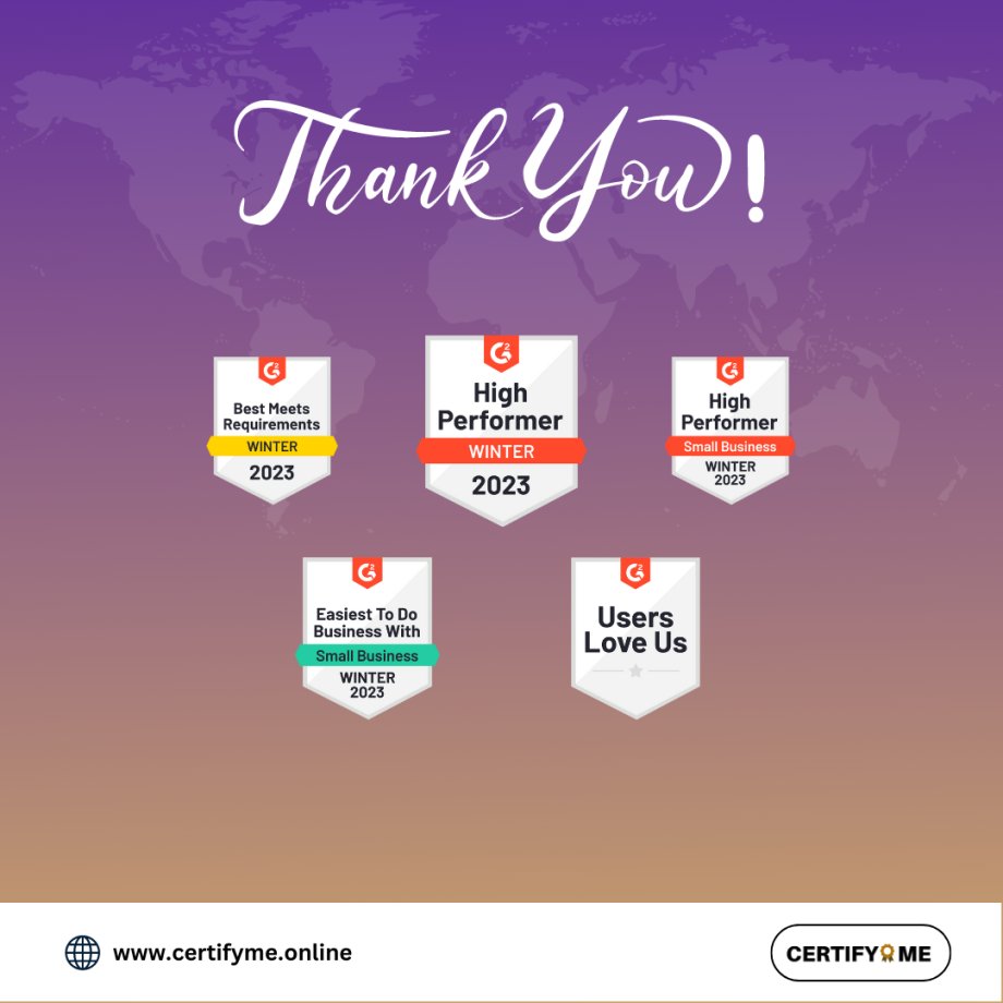 me_certify's tweet photo. You: Reviewed us on G2
G2: Ranked CertifyMe as a high performer with 4 other awards
Us: Ecstatic 😊😊😊

Thank you all ! https://t.co/lG6C1TxsHm