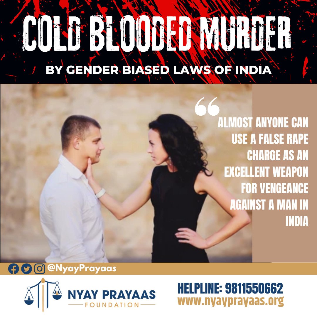 NyayPrayaas's tweet photo. 🧵6/8
Almost anyone can use a #FalseRape charge as an excellent weapon for vengeance against a man in India.
But the #Society is still blind & thinking woman is #vicitms. https://t.co/L9V4OB6YTX