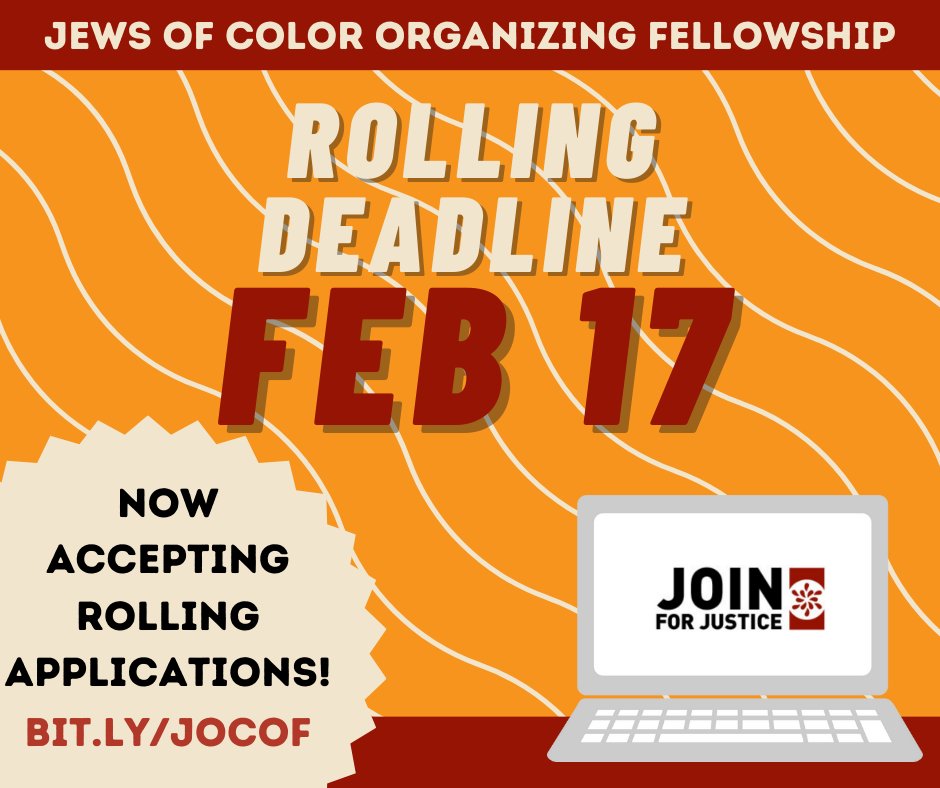 Learn more about @JewishOrganizer Jews of Color Organizing Fellowship, a wonderful opportunity to gain skills and make change: joinforjustice.org/programs-proje…