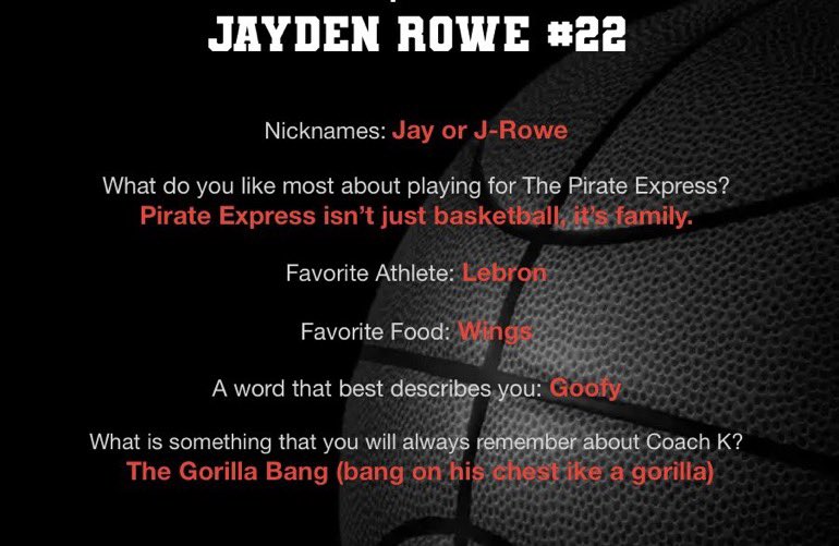 Our second Senior Spotlight of the week is #22 Jayden Rowe. Appreciate having you in the program J-Rowe!!

Enjoy your Senior week, you DESERVE IT!!! 🏴‍☠️🏀☠️