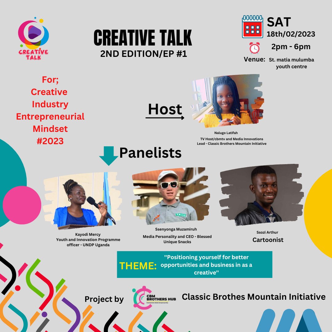 CbmBrothersHub's tweet photo. #CreativeTalk for creative industry entrepreneurial mindset 
@mcimediahub @CBMBrothers @UNESCO @UNDPUganda https://t.co/aeHAyV0rLS