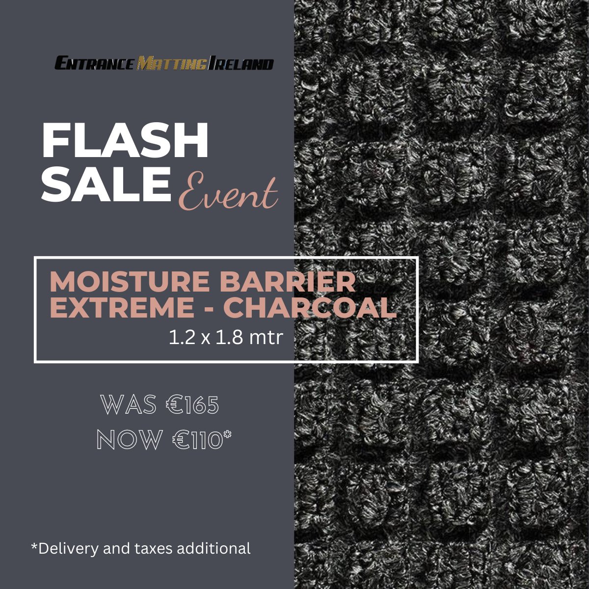 Looking for a way to keep your facility moisture-free? Check out our flash sale on moisture barrier extreme range mats(in charcoal color)! 
A premier product that draws, retains, and holds moisture.

#entrancematsireland #logomatsireland #matsireland #makeanentrance #entrancemats