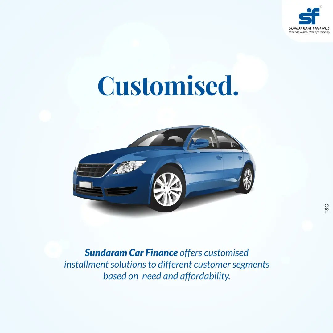 sfcorpcomm's tweet photo. Customised! In a word, Sundaram car finance is beyond words. To avail, DM us now!

#carloan #carfinance #buynewcar #sundaramfinance https://t.co/3sm2iJZJyn