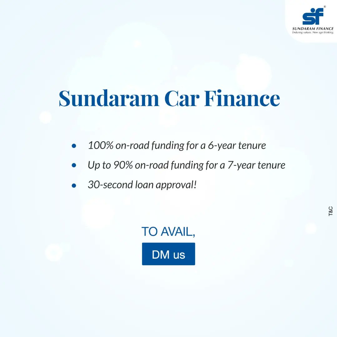sfcorpcomm's tweet photo. Customised! In a word, Sundaram car finance is beyond words. To avail, DM us now!

#carloan #carfinance #buynewcar #sundaramfinance https://t.co/3sm2iJZJyn