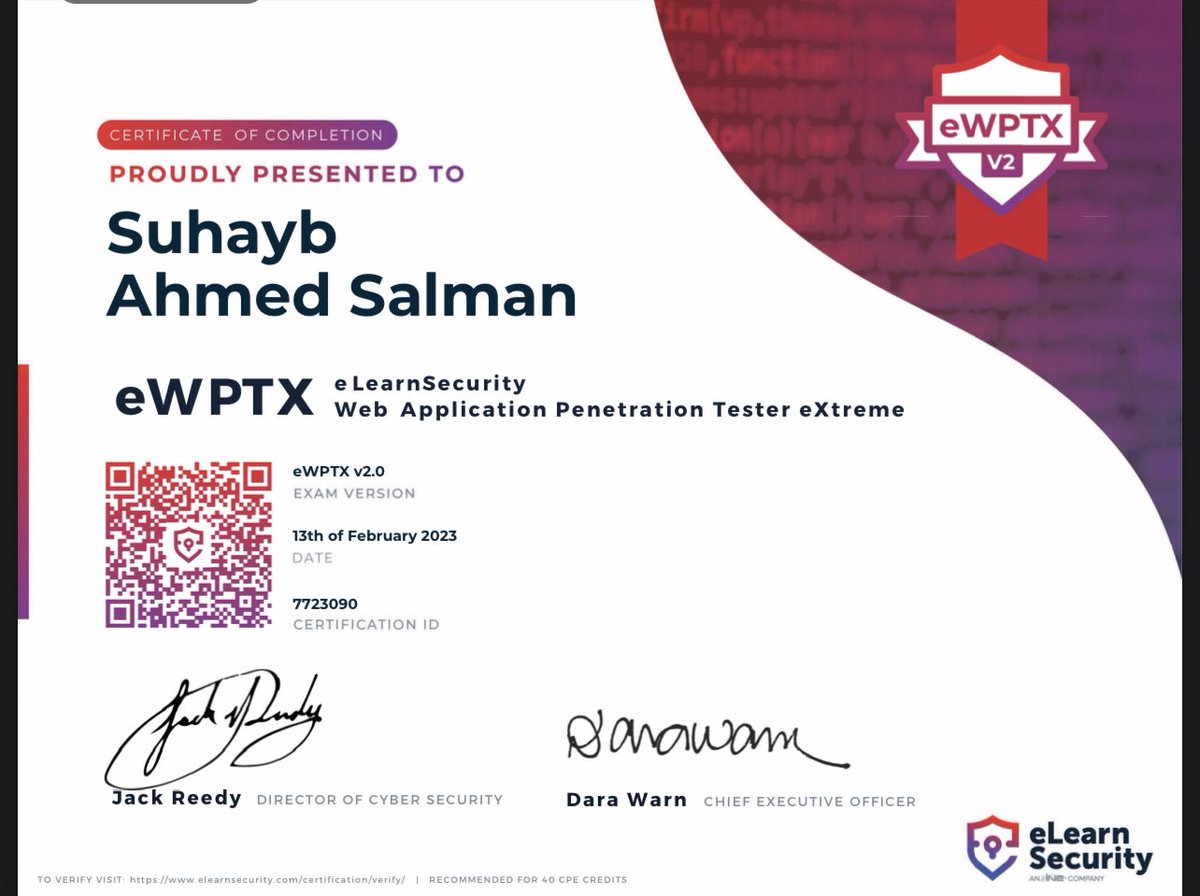 suhayb_ra3's tweet image. الحمدلله.. 
officially eWAPTX 🥳🥳
#elearnsecurity