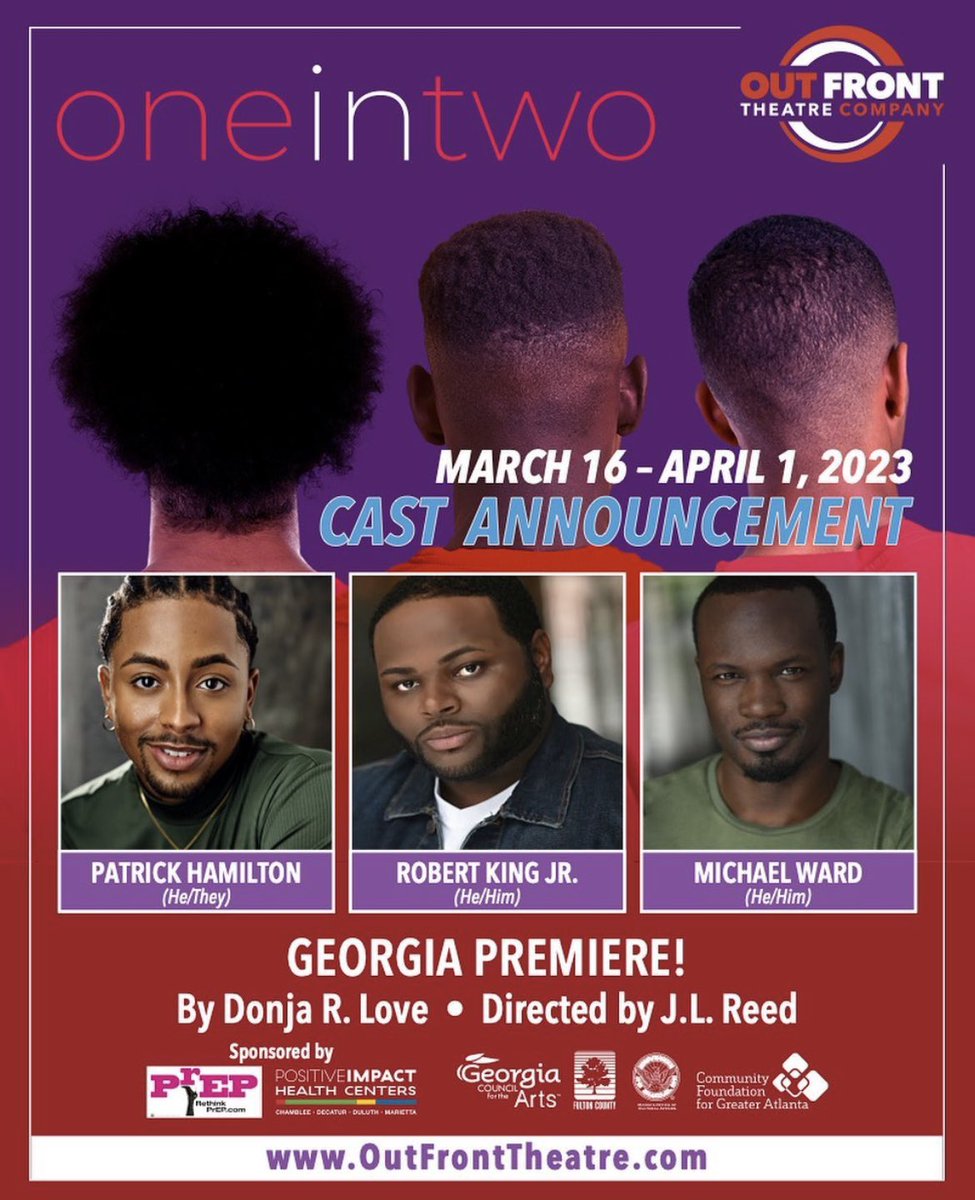 Grateful I’m back on stage w/ this incredible group 🙏🏿 The official cast for the Georgia premiere of one in two! March 16 - April 1 at Out Front Theatre Company @OutFrontTheatre 
#OutFrontoneintwo #oneintwo #theater