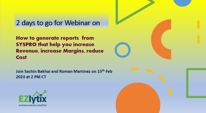 Attention SYSPRO Users!!
Get ready for an upcoming webinar with <a href="/Sachin_Bakhai/">Sachin</a>  CEO, of @EzlytixLLC in just 2 days..!!!
Join in here: bit.ly/3ZZIsaH
#sysproreports #sysprowebinar #reportsforsyspro #generatesysproreports #sysprodata #smallandmidsizesyspro  #dataanalytics