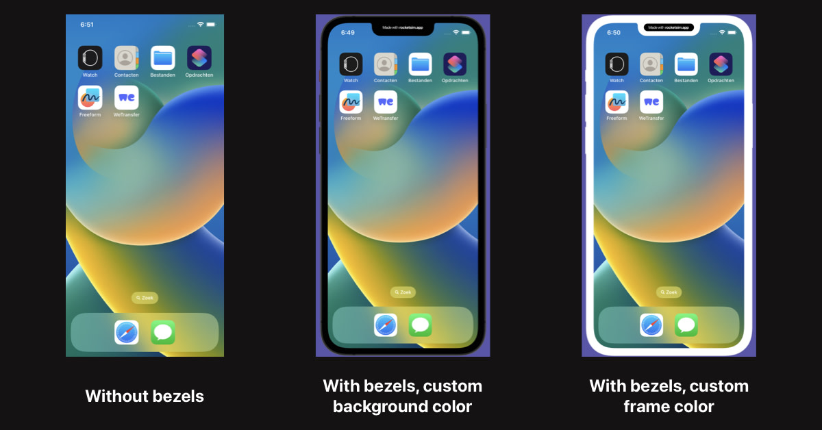 RocketSim - Build Apps Faster (@rocketsim_app) on Twitter photo Create different kinds of Simulator captures
👉🏼 Plain screenshots
📲 With bezels & custom background color
🎨 Custom frame & background color
#swiftlang #iosdev Create different kinds of Simulator captures
👉🏼 Plain screenshots
📲 With bezels & custom background color
🎨 Custom frame & background color
#swiftlang #iosdev