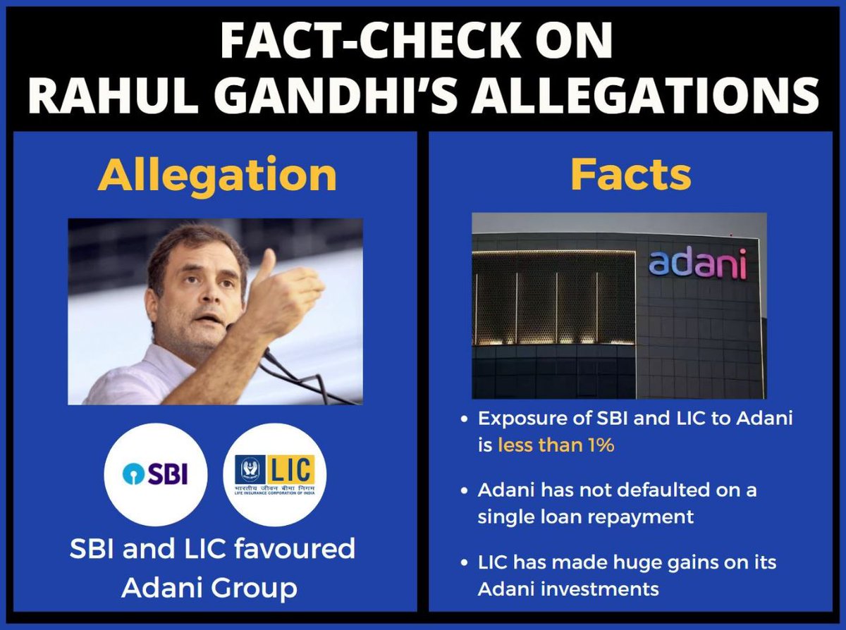 Hindu_Akil's tweet image. SBI &amp;amp; LIC provide minimal financial support to the Adani Group &amp;amp; their investments have yielded good returns. Despite these facts, rumours continue to allege preferential treatment for Adani. #InvestmentSuccess  #StopBlamegame