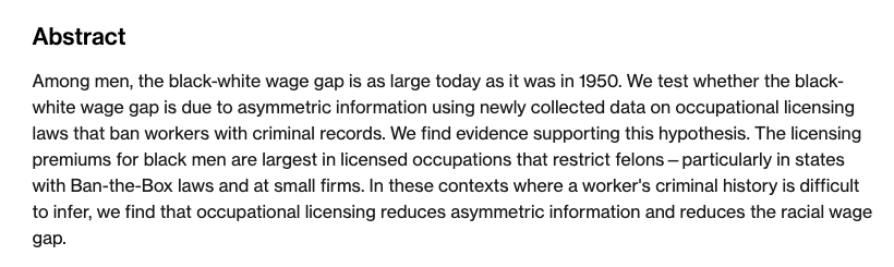jenniferdoleac's tweet photo. Forthcoming in @restatjournal:
"Job Market Signaling through Occupational Licensing" by @pqblair & @BobbyWYChung
https://t.co/MMykPOWazz https://t.co/dSZFbTs7HN